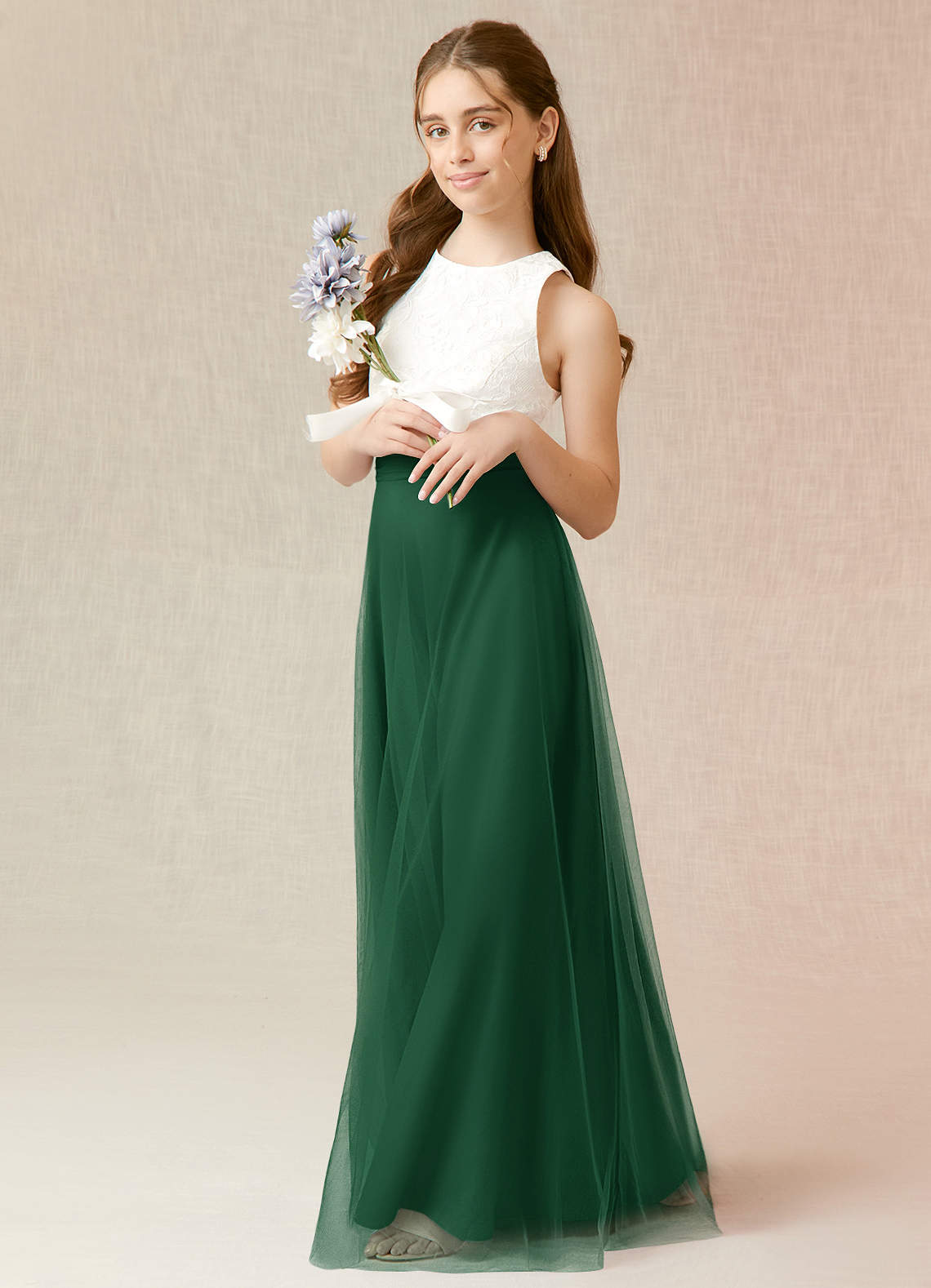 Dark fashion green junior bridesmaid dresses