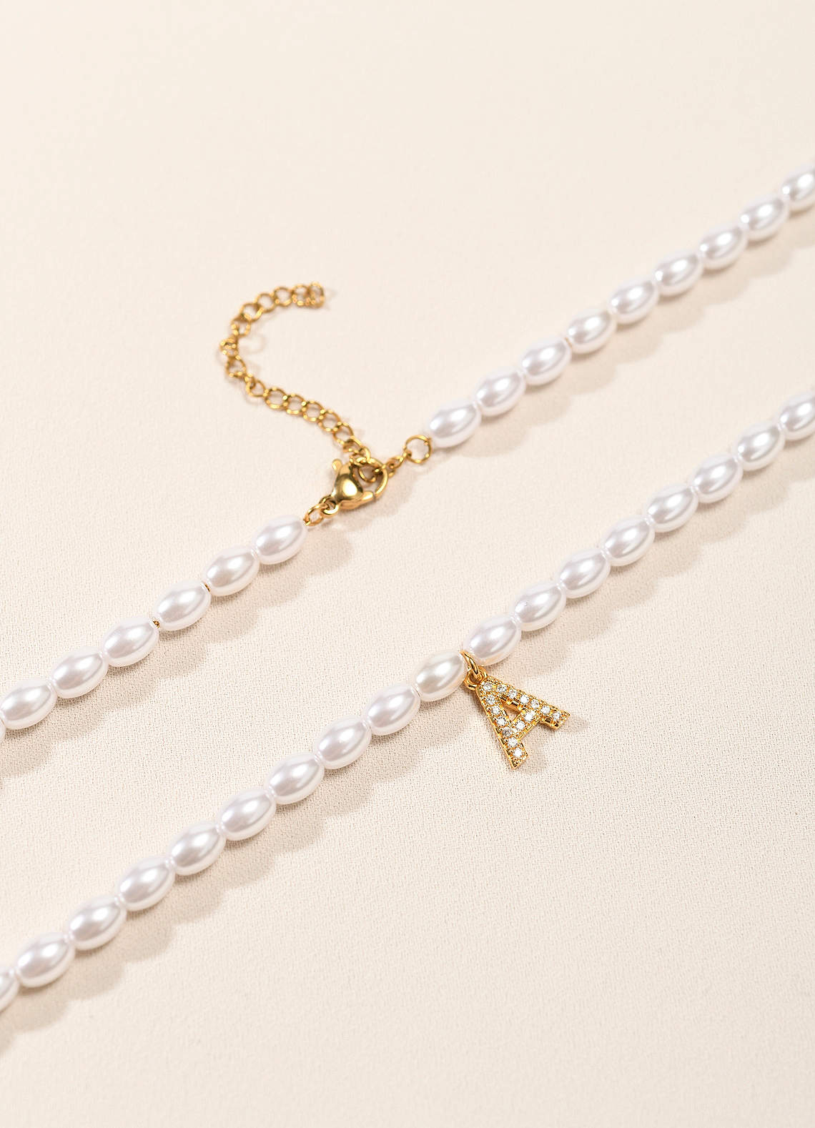 front Letter Pearl Necklace