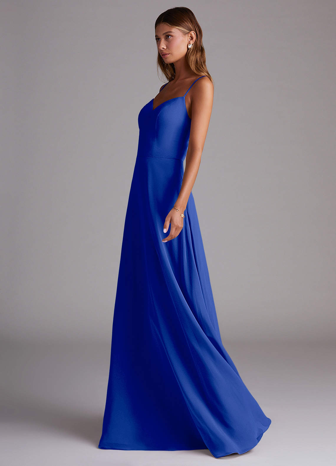 Azazie A-Line/Princess Off The Shoulder Floor-Length Chiffon Bridesmaid Dresses - Royal Blue