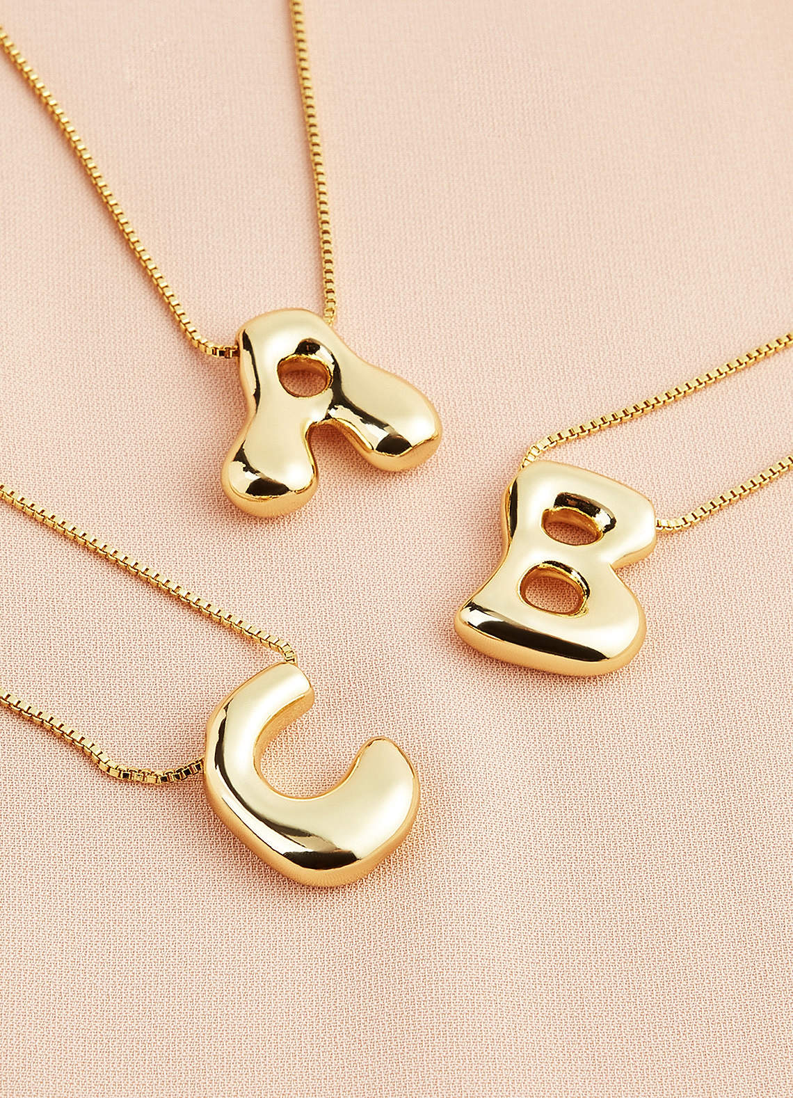 front Bubble Letter Pendant Necklace