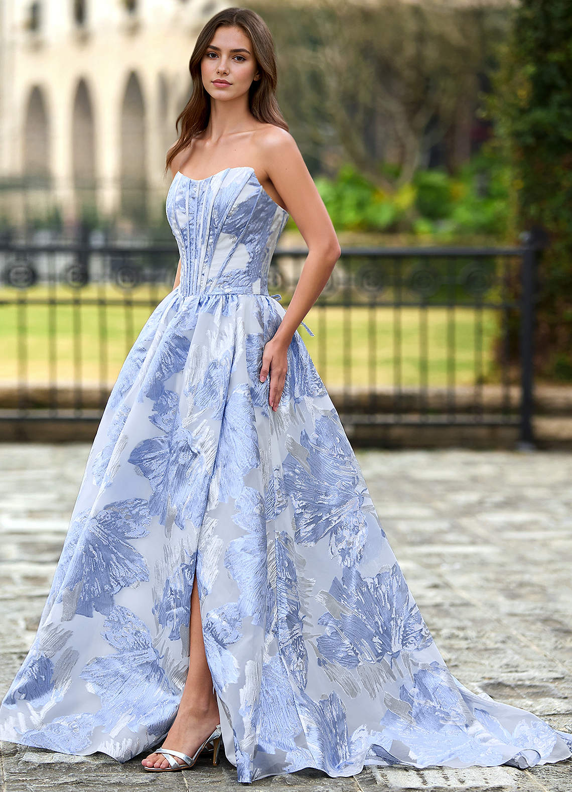 Thalia Sky Blue Enchanted Garden Lace-Up A-Line Prom Dress Prom and  Homecoming Dresses | Azazie UK