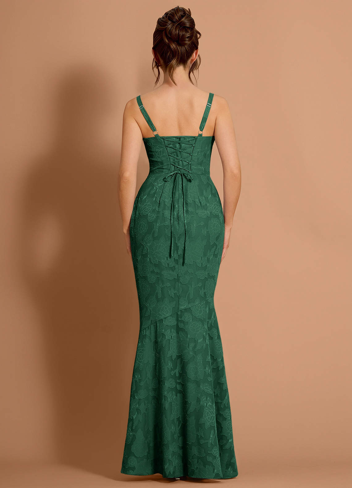 knee length dresses for ladies Elegant Mermaid Off the Shoulder Dark Green Lace Long Prom Dress –  Anniebride main image 0