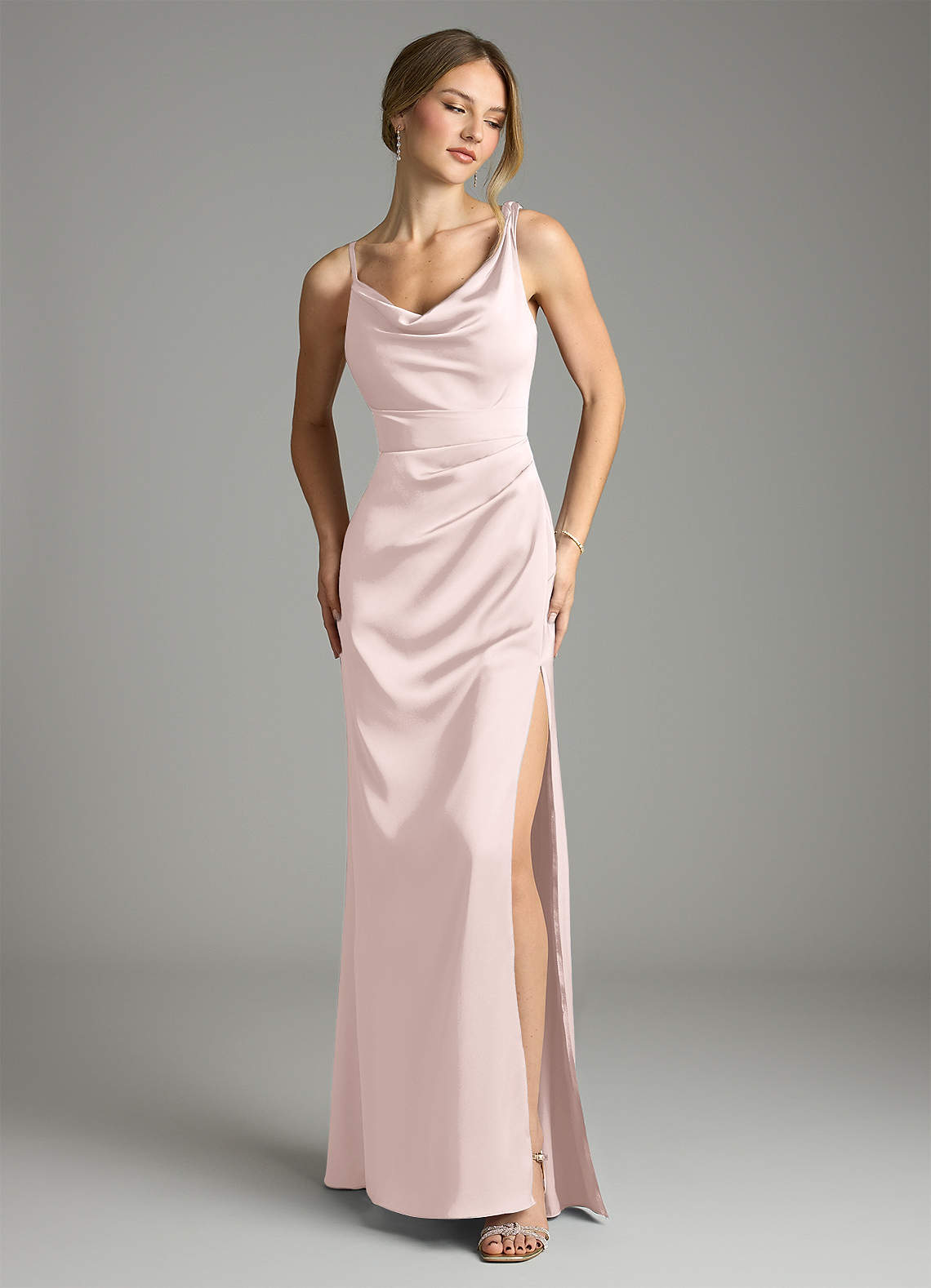 pink and gray bridesmaid dresses Bon Bon Pink Bridesmaid Dresses