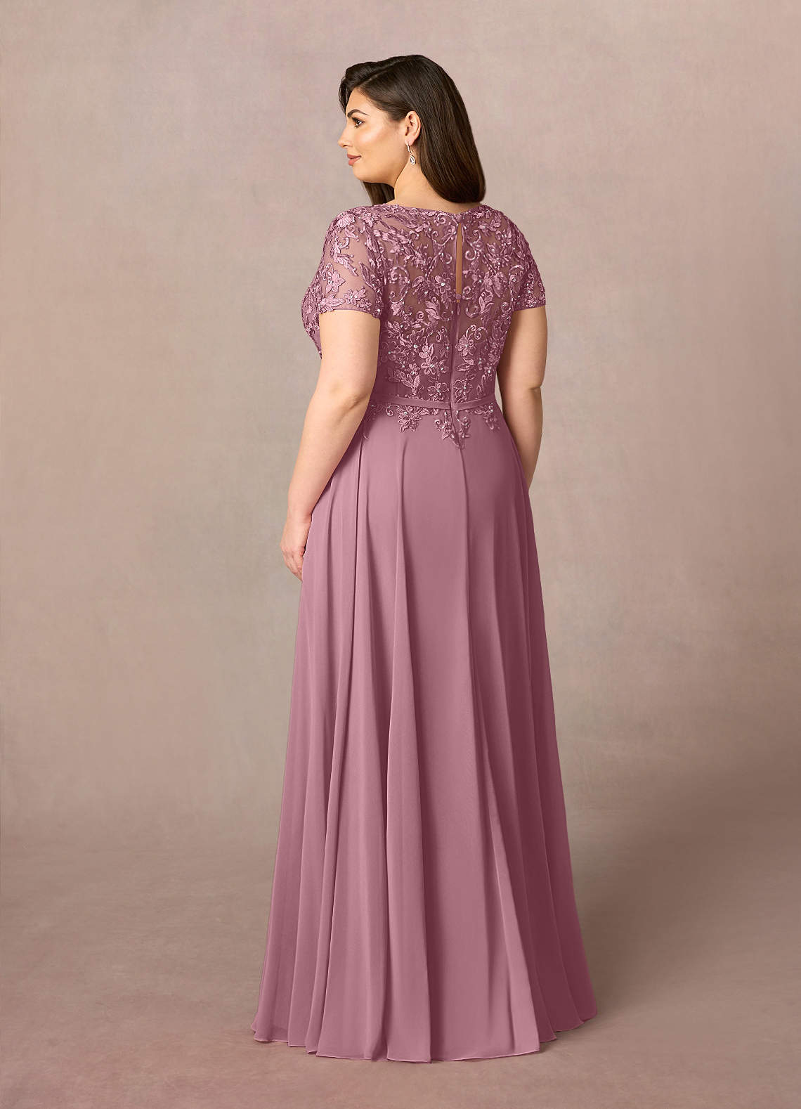 Azazie Adina Mother of the Bride Dresses Vintage Mauve A-Line Boatneck Sequins Chiffon Dress image8