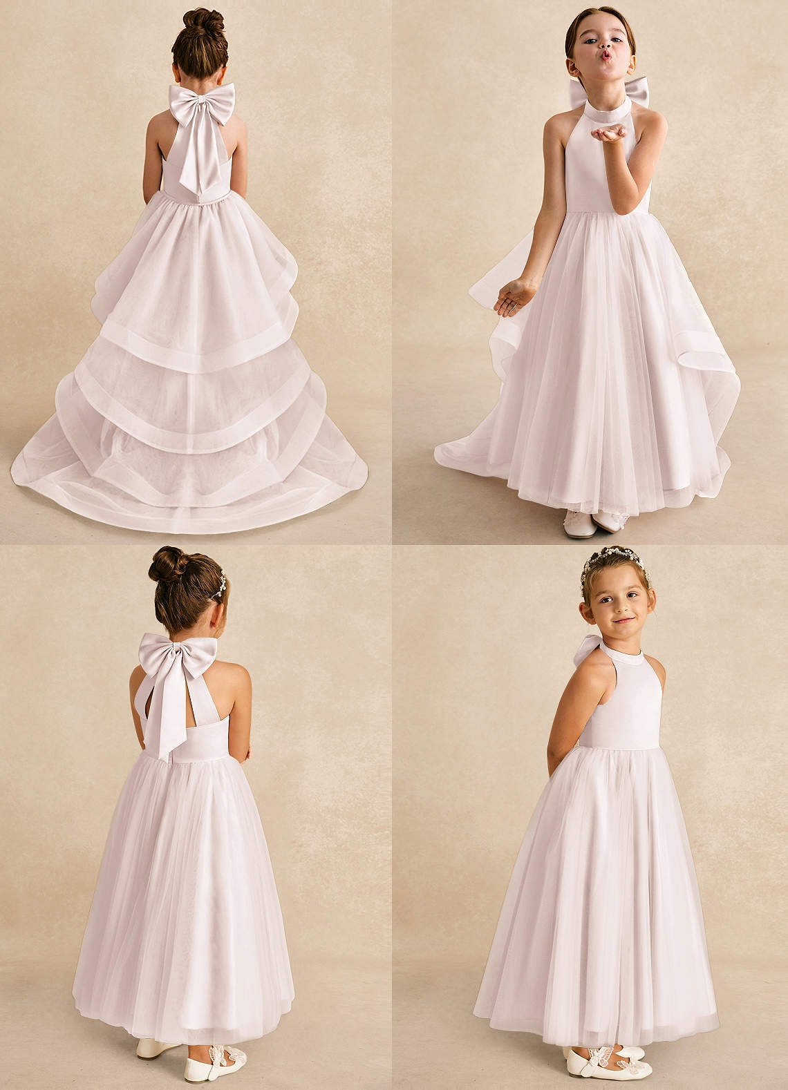 Azazie Bev Flower Girl Dresses Rose Petal A-Line Convertible Tulle Dress image1