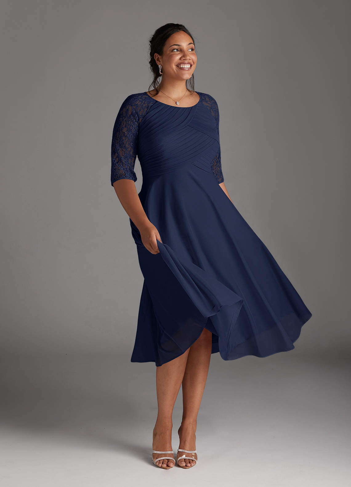 Azazie Gracelyn Mother of the Bride Dresses Dark Navy A-Line Lace Dress image7