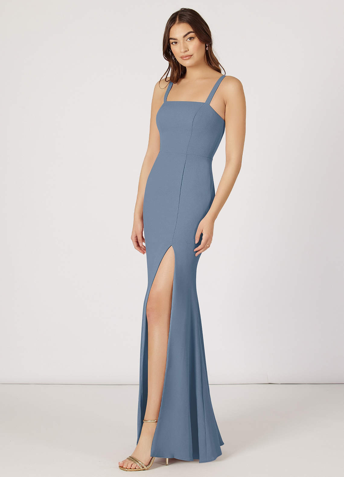 Azazie Gianetta Bridesmaid Dresses Mermaid Side Slit Stretch Crepe Floor-Length Dress image1