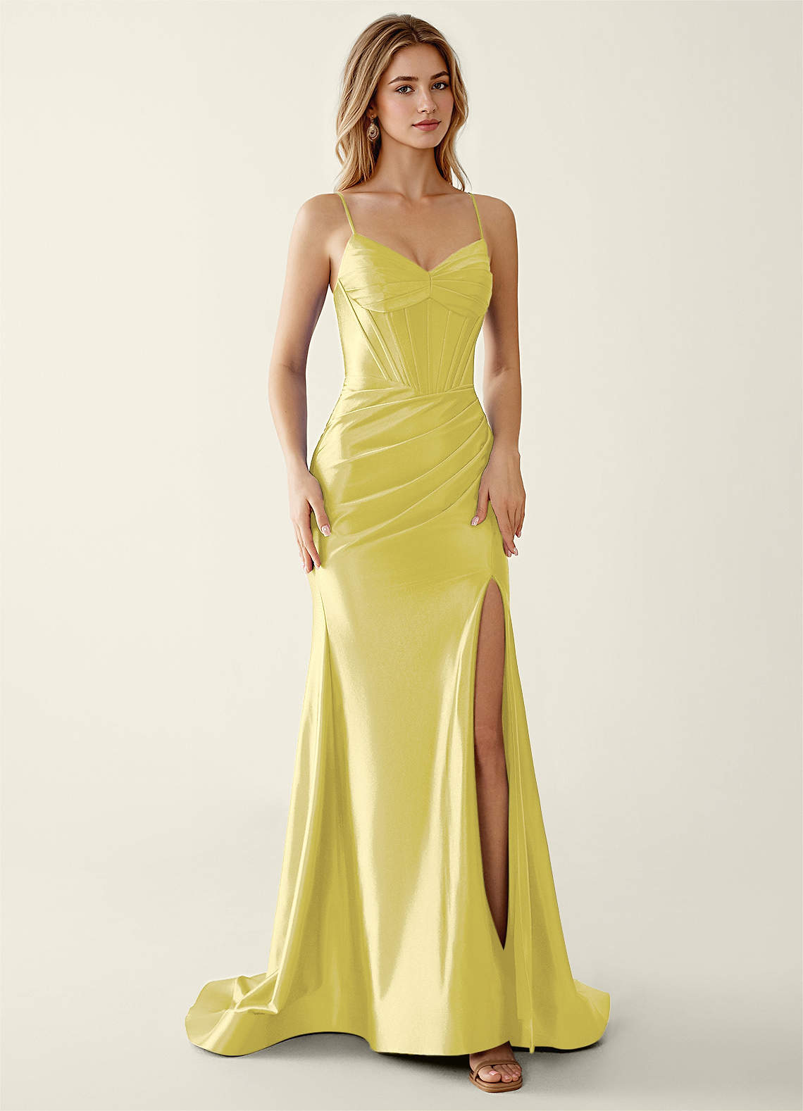 lemon evening dress Final Sale Elegant Lemon Yellow Evening Dress with Cape Sleeves SF076
