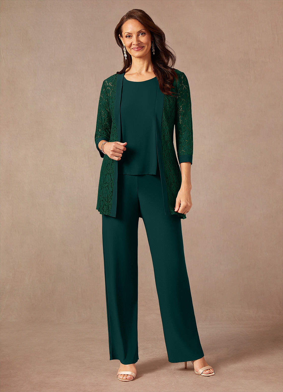 Azazie Mamrie Dark Green Pine Jumpsuit/Pantsuit Lace Dress | Azazie