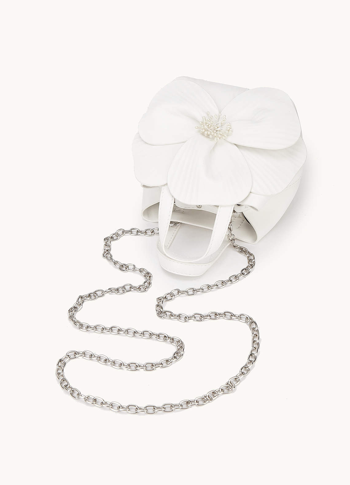 front Bolso de mano de piel sintética con flores de camelia en 3D