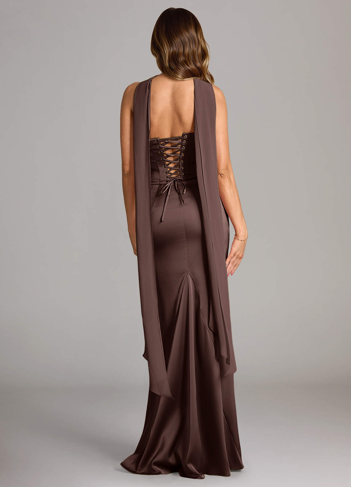 Azazie Sorrel Brudepigekjoler Havfrue Stropløs Stræk satin Gulv-længde Kjole image2