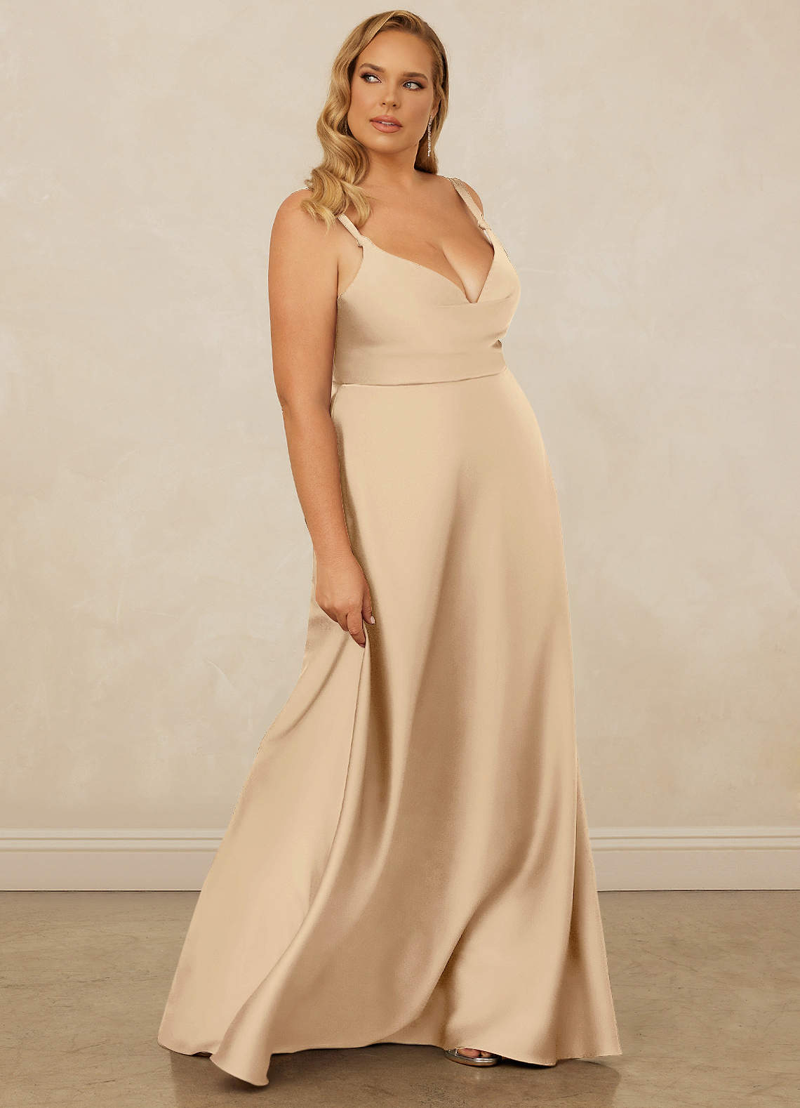 Christian Siriano Bridal for Azazie 1001 Bridesmaid Dresses Cowl Neck Stretch Satin A-line Dress image13