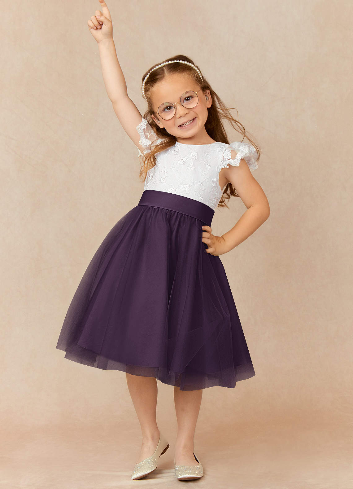 Buy Plum and Ivory Flower Girl Dress