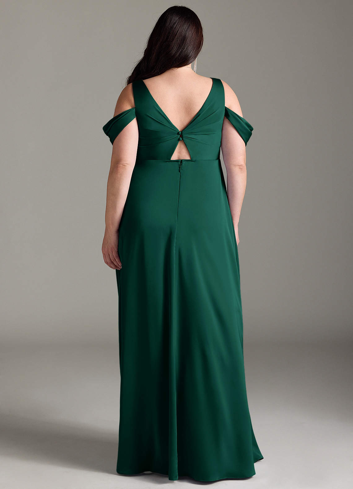 Azazie Rhea Maternity Bridesmaid Dresses A-Line Off-The-Shouler Pleated Stretch Satin Floor-Length Dress image8