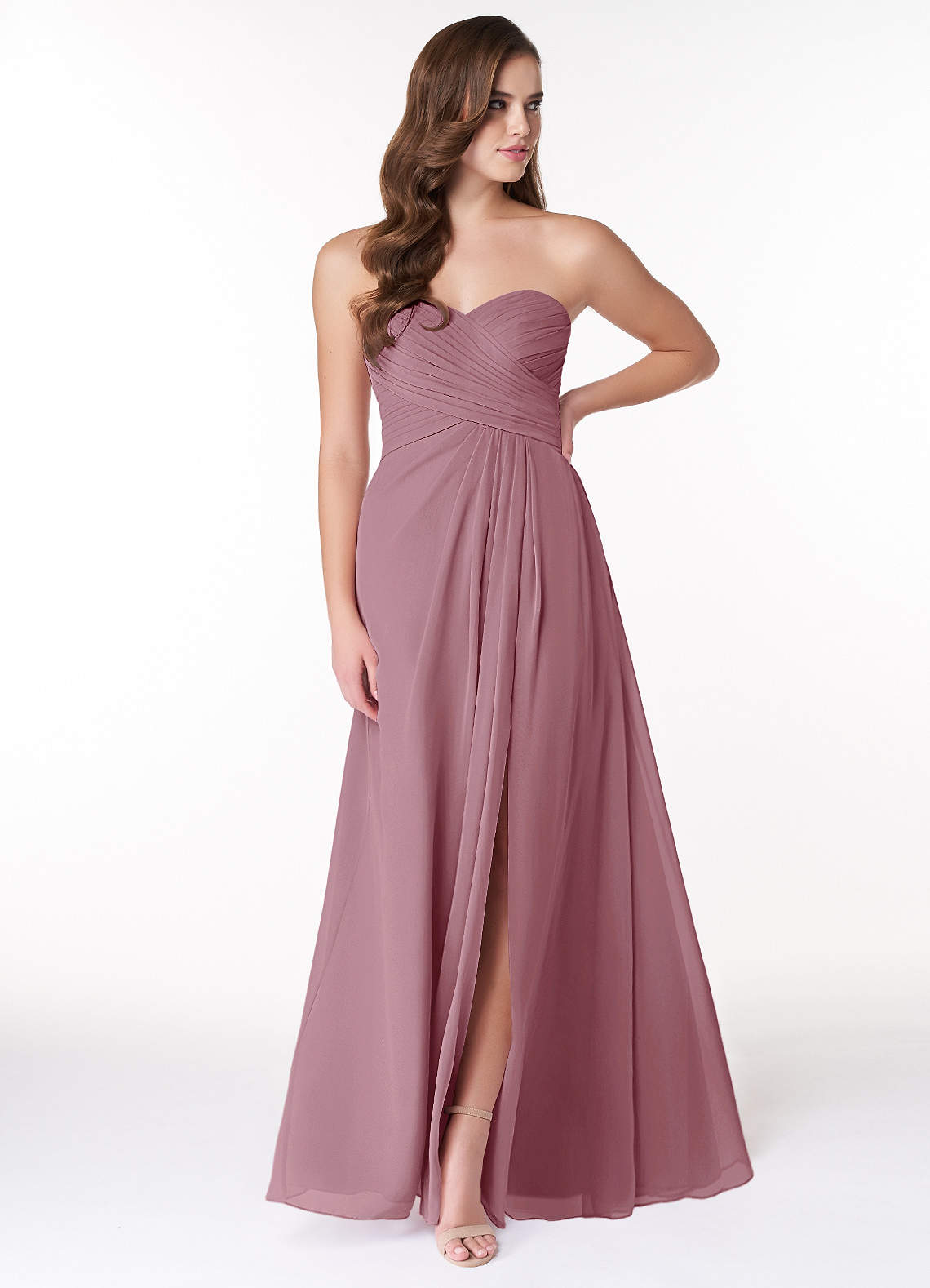 Azazie Arabella Allure Bridesmaid Dresses Vintage Mauve A-Line Sweetheart Neckline Chiffon Convertible Dress image1