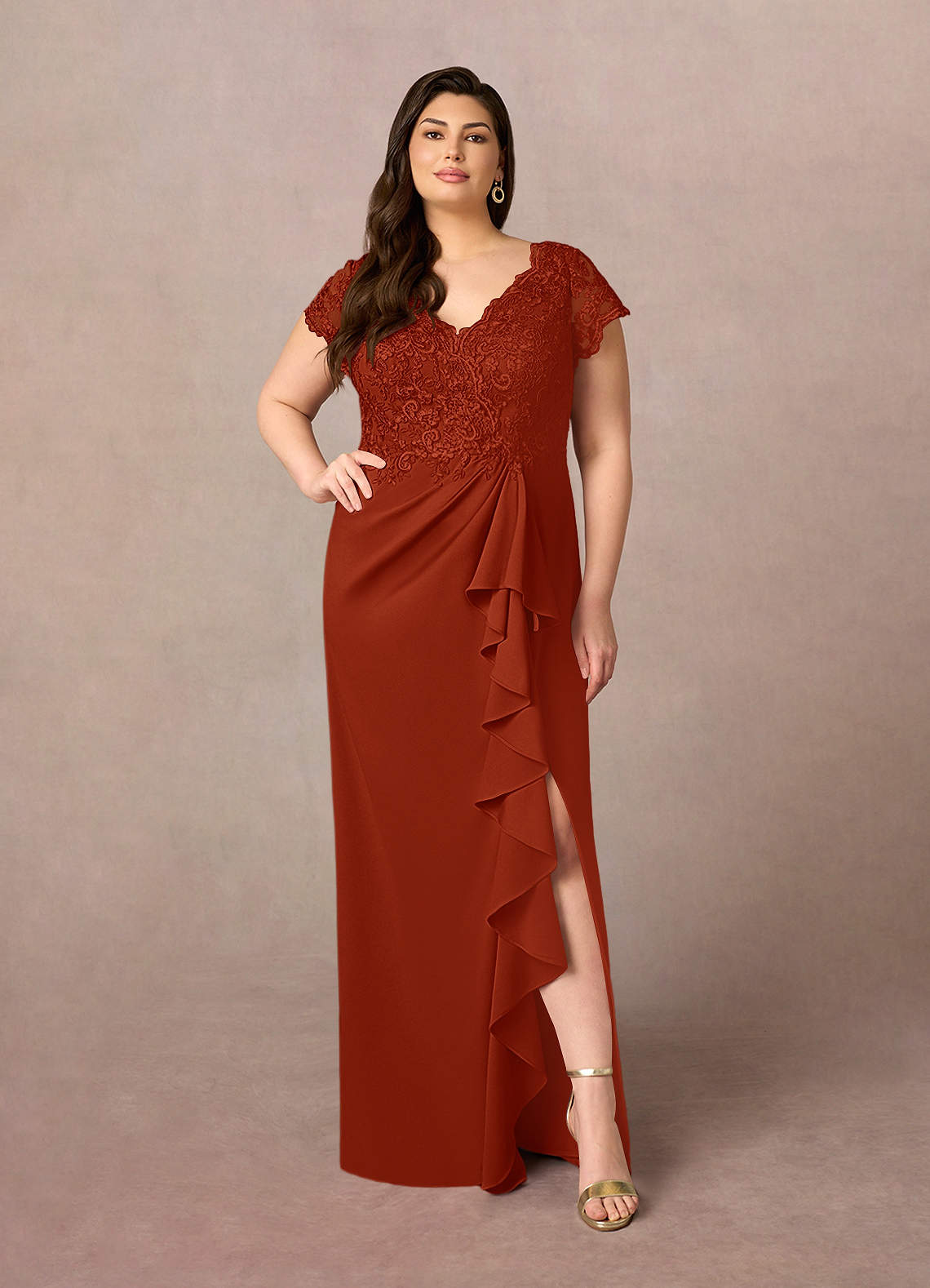 Azazie Carmen Klänningar till brudens mor Klänning Tubklänning i Spets Rost image1