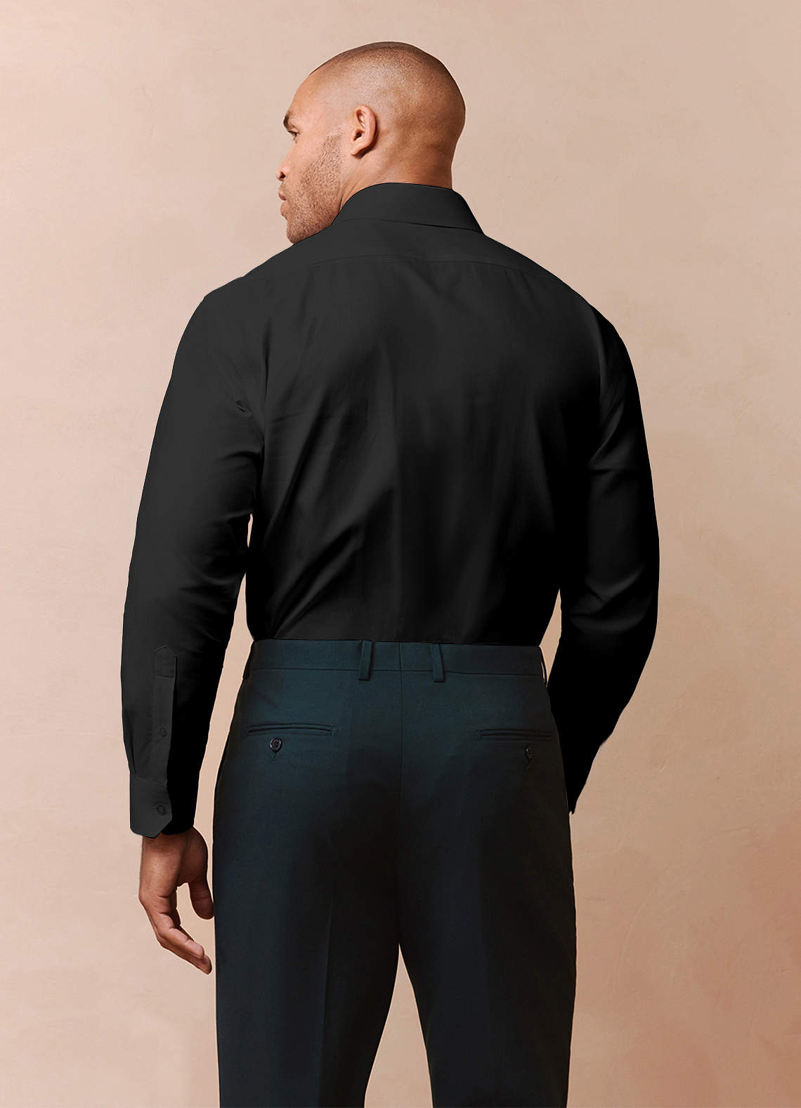 front Jermyn 검은색 100% 면 논아이언 드레스 셔츠