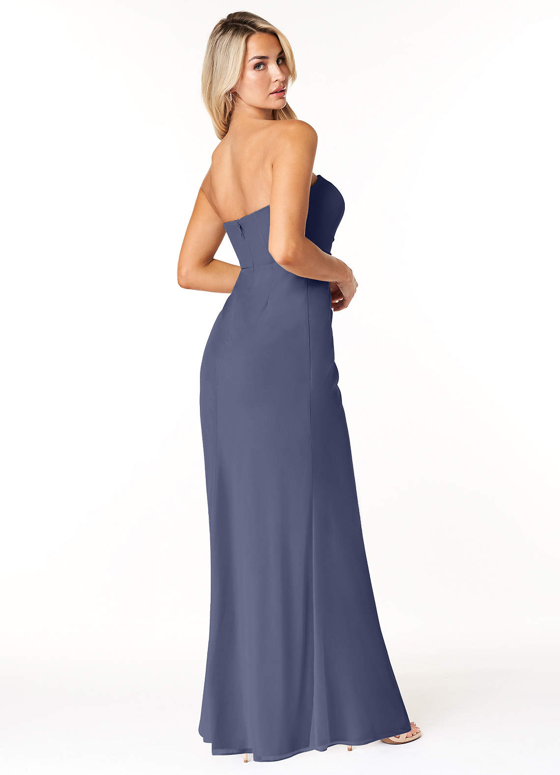 Strapless Mesh Bridesmaid Dress