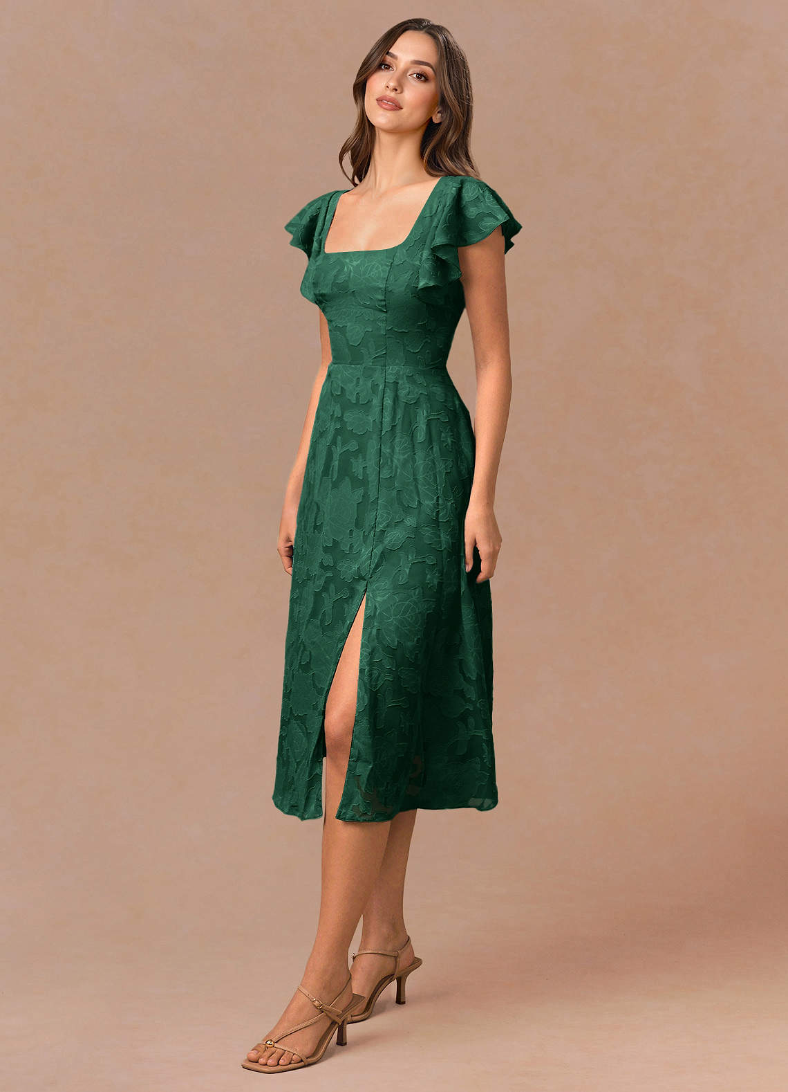 green tea length cocktail dress Talia Emerald Midi graduationceremonytuxedo