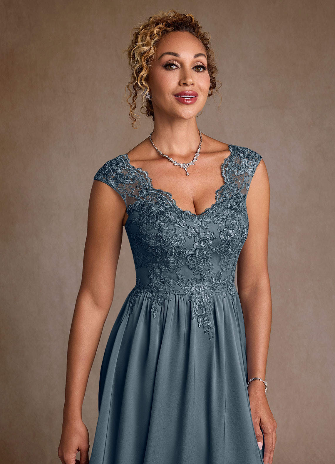 Azazie Amethyst Mother of the Bride Dresses Twilight A-Line Lace Dress image5