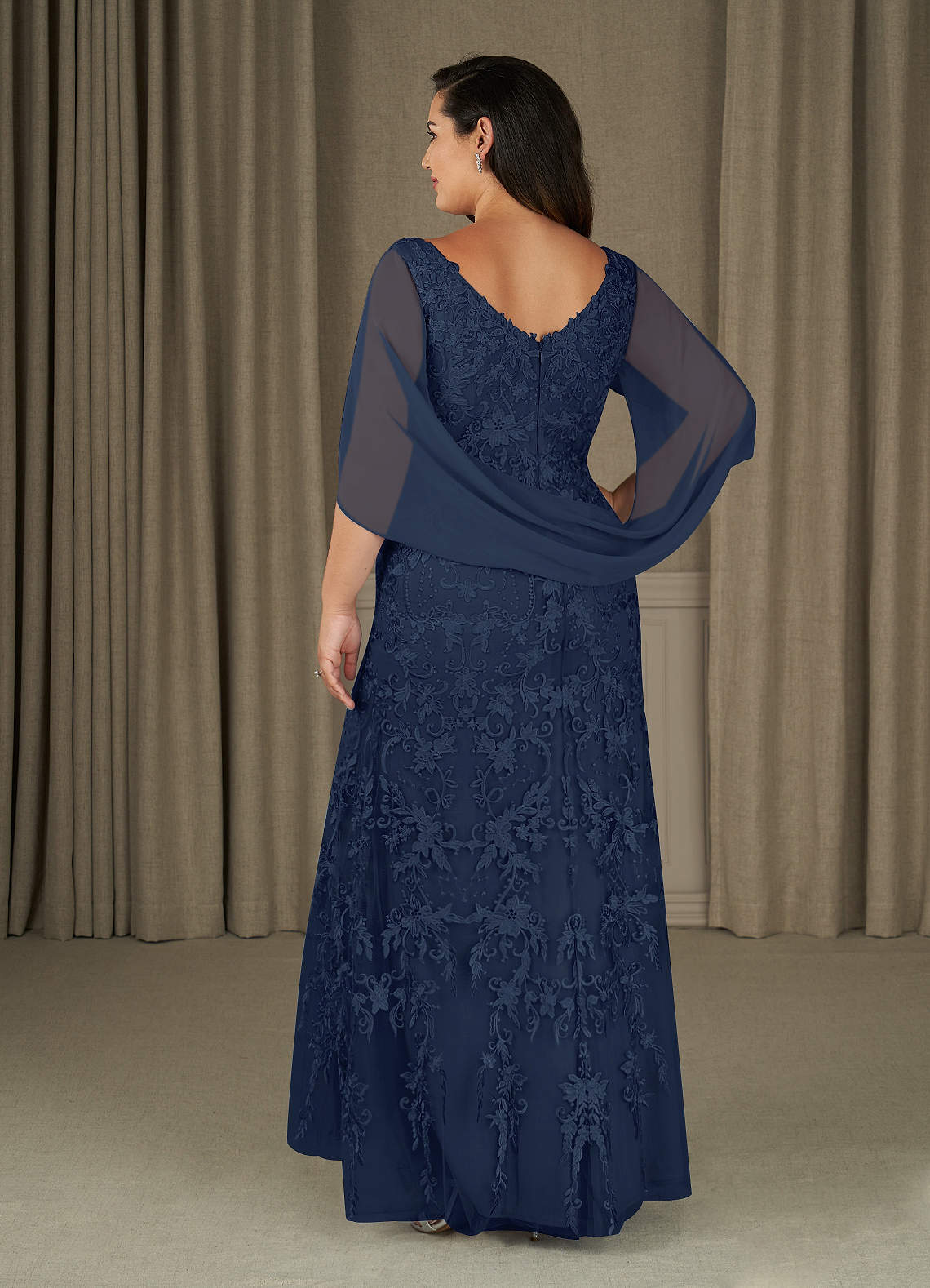 Azazie Ferris Mother of the Bride Dresses Dark Navy Sheath V-Neck Chiffon Dress image7