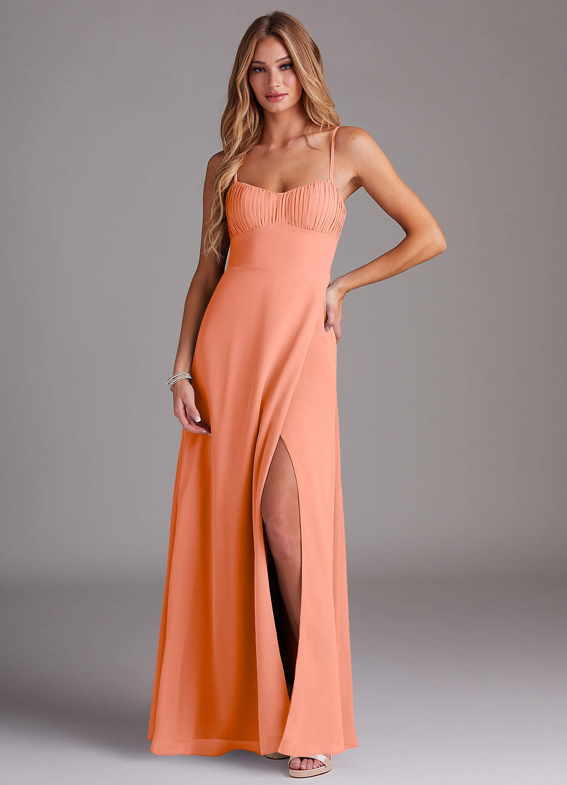 Azazie Breonna Abiti da Damigella Abito A-Line in Chiffon Scollo a Cuore Tramonto image1