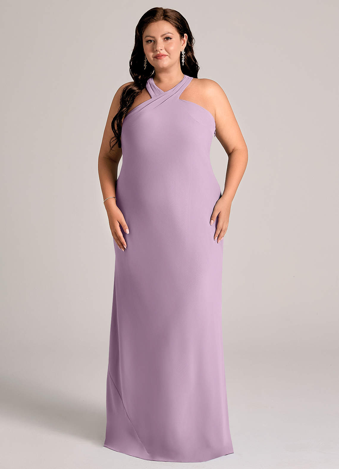 Azazie Doretta Jurken voor bruidsmeisjes Jurk van Chiffon met Zeemeermin Geplooid Blauweregen image1
