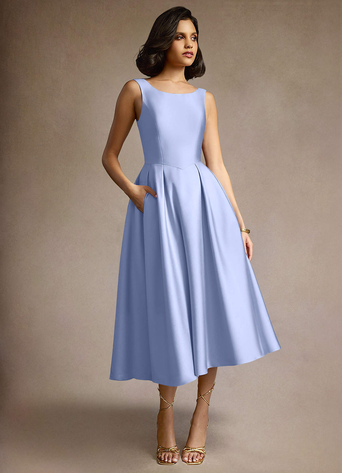Tamsin Pale Periwinkle Midi Dress Ready to Ship | Azazie