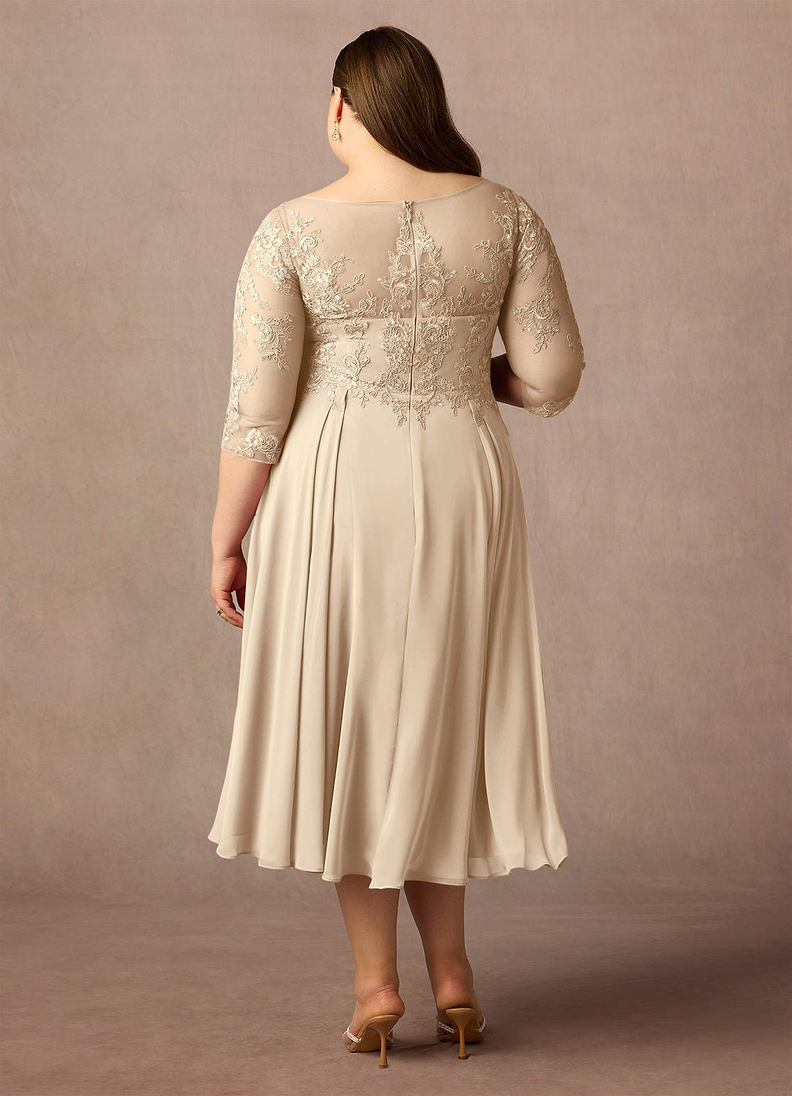 Azazie Marge Mother of the Bride Dresses Champagne A-Line Scoop Lace Chiffon Dress image6