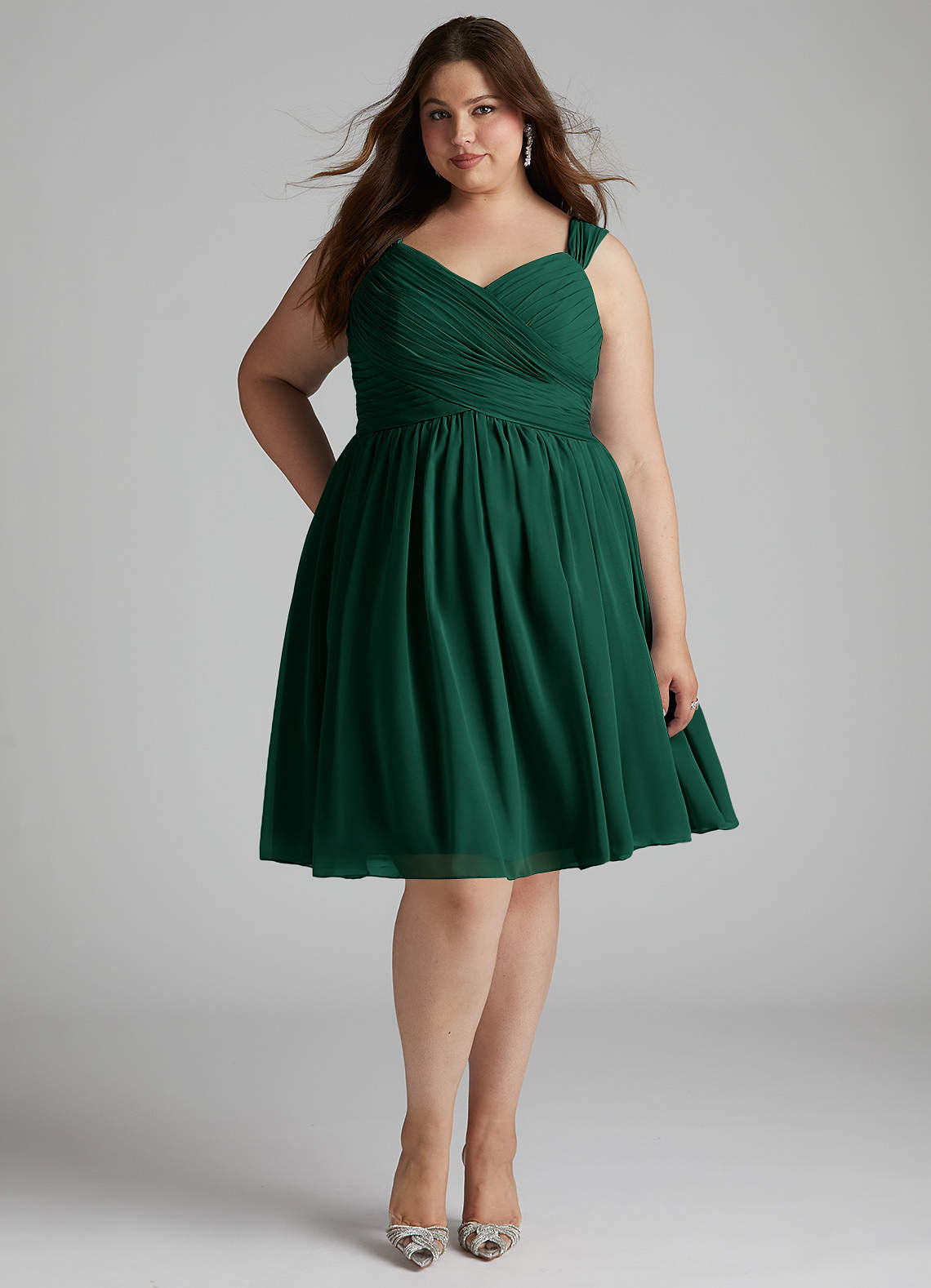 Azazie Angie Bridesmaid Dresses Emerald A-Line Corset Chiffon Dress image1