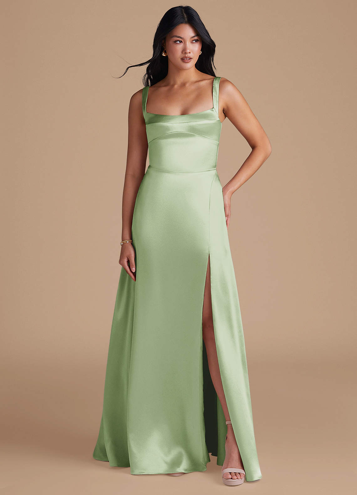 sage green bridesmaid dress satin under $50 Charming Satin Sage Sheath Halter Long Bridesmaid Dress Lovedreamdress