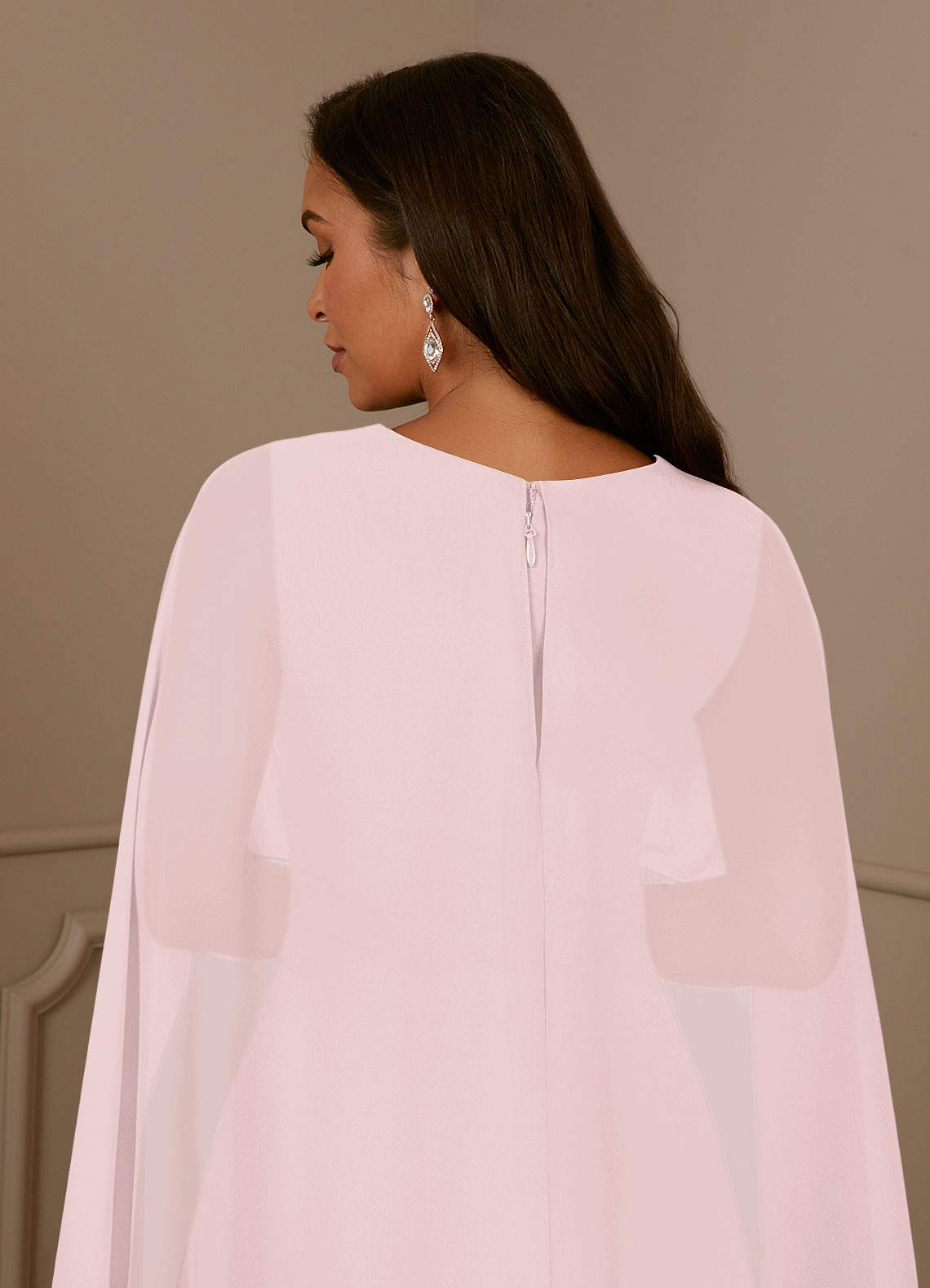 Azazie Isa Mother of the Bride Dresses Blushing Pink A-Line V-Neck Pleated Chiffon Dress image5