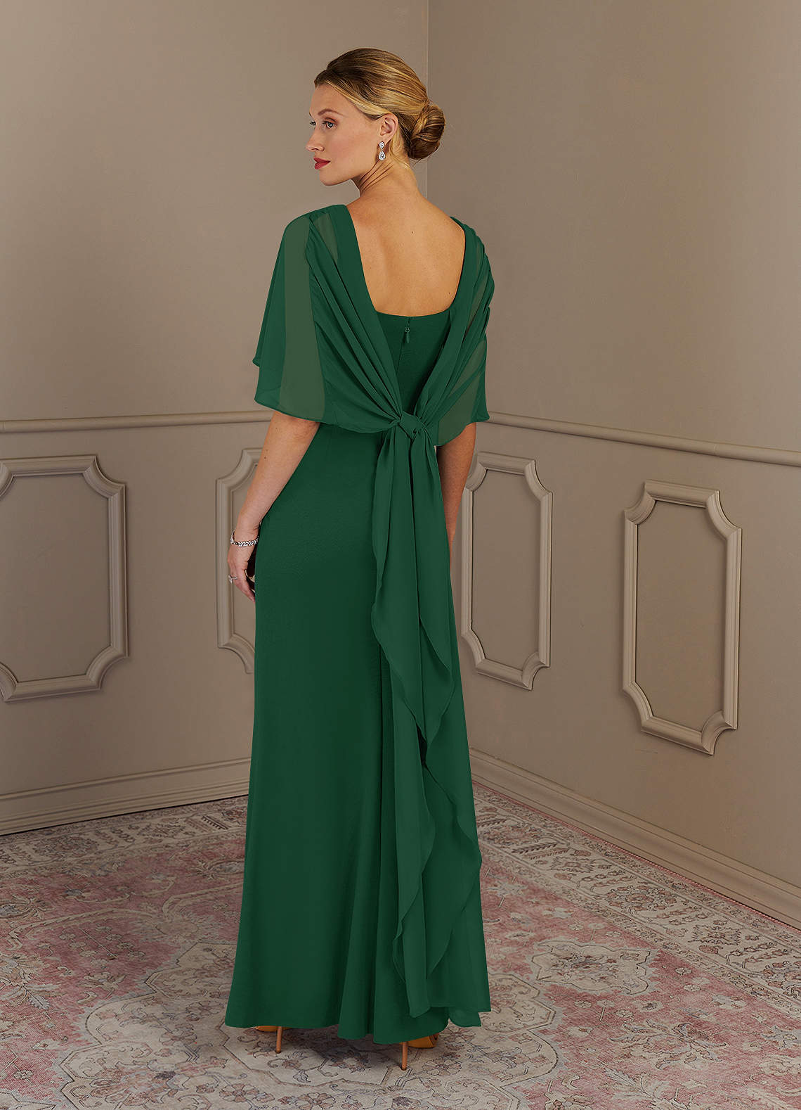 Azazie Dion Mother of the Bride Dresses Dark Green Sheath Scoop Stretch Crepe Dress image5