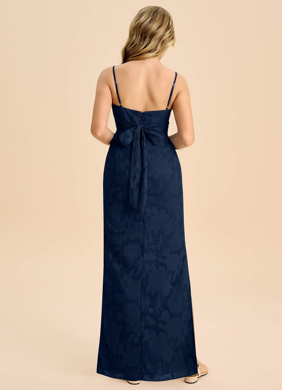 Azazie Mai Junior Osłona Pofałdowany Kwiatowe wypalenie Długość podłogi Młodsza druhna Sukienka image1