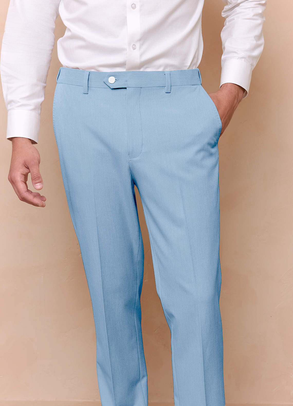front James Sky Blue Structured Stretch Dress Pants