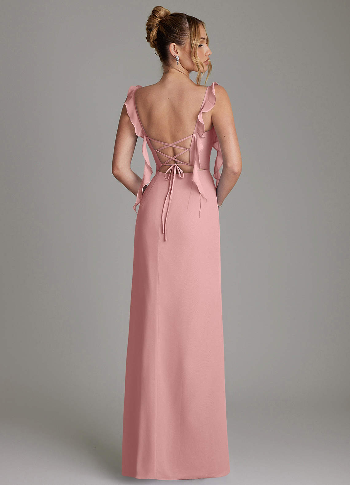 Azazie Jessamine Bridesmaid Dresses Dusty Rose Mermaid Corset Chiffon Dress image7