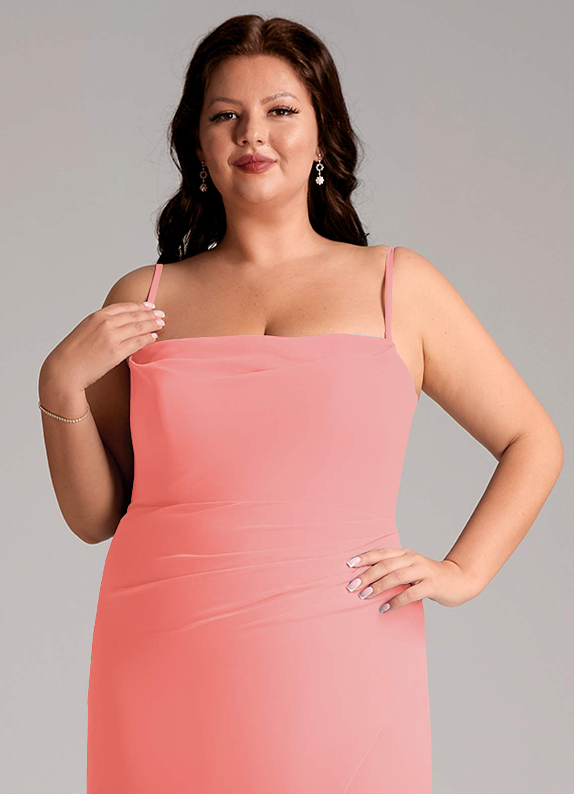 strapless coral chiffon dress La Femme Strapless Coral Chiffon Gown Sequin Bust 4 NWT Prom Formal (with  flaw)