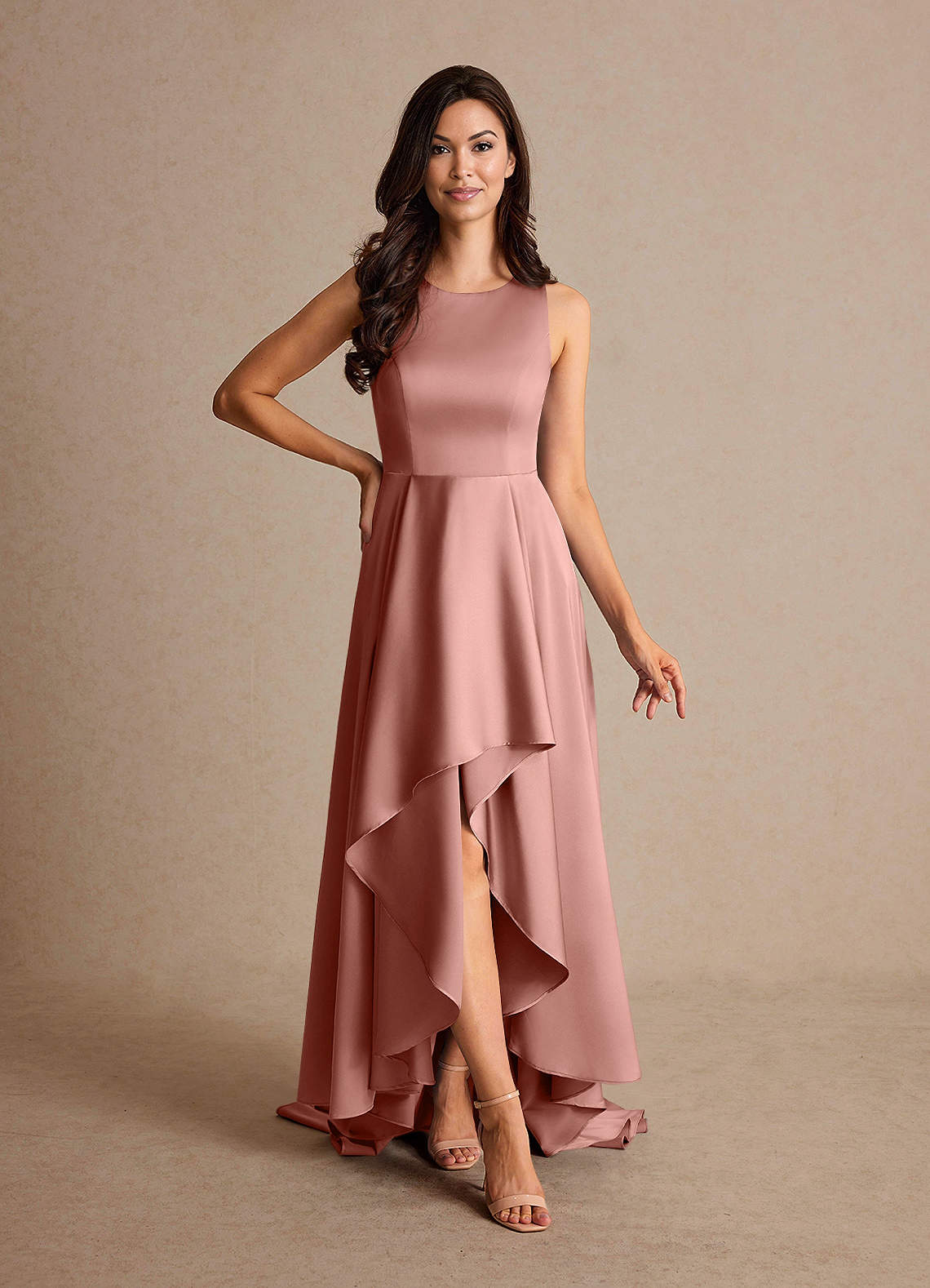 Azazie Niles Mother of the Bride Dresses Rosette A-Line Trains Stretch Satin Dress image1