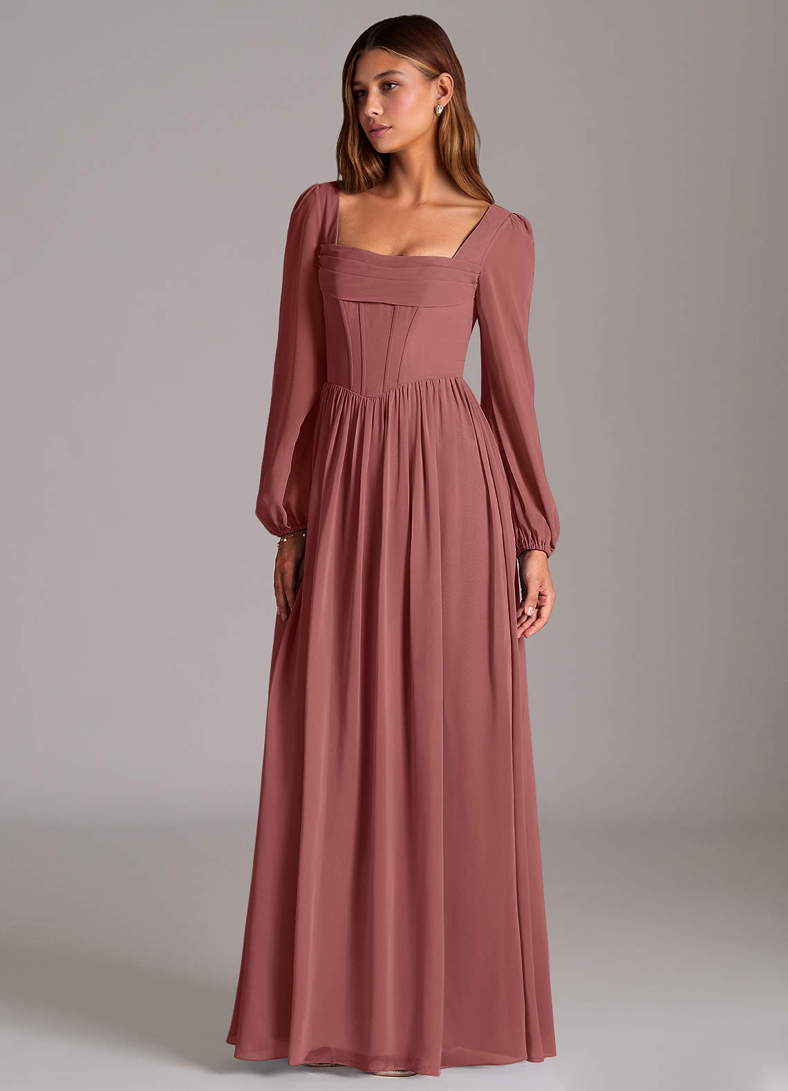 Azazie Maree Bridesmaid Dresses Amethyst A-Line Corset Chiffon Dress image1