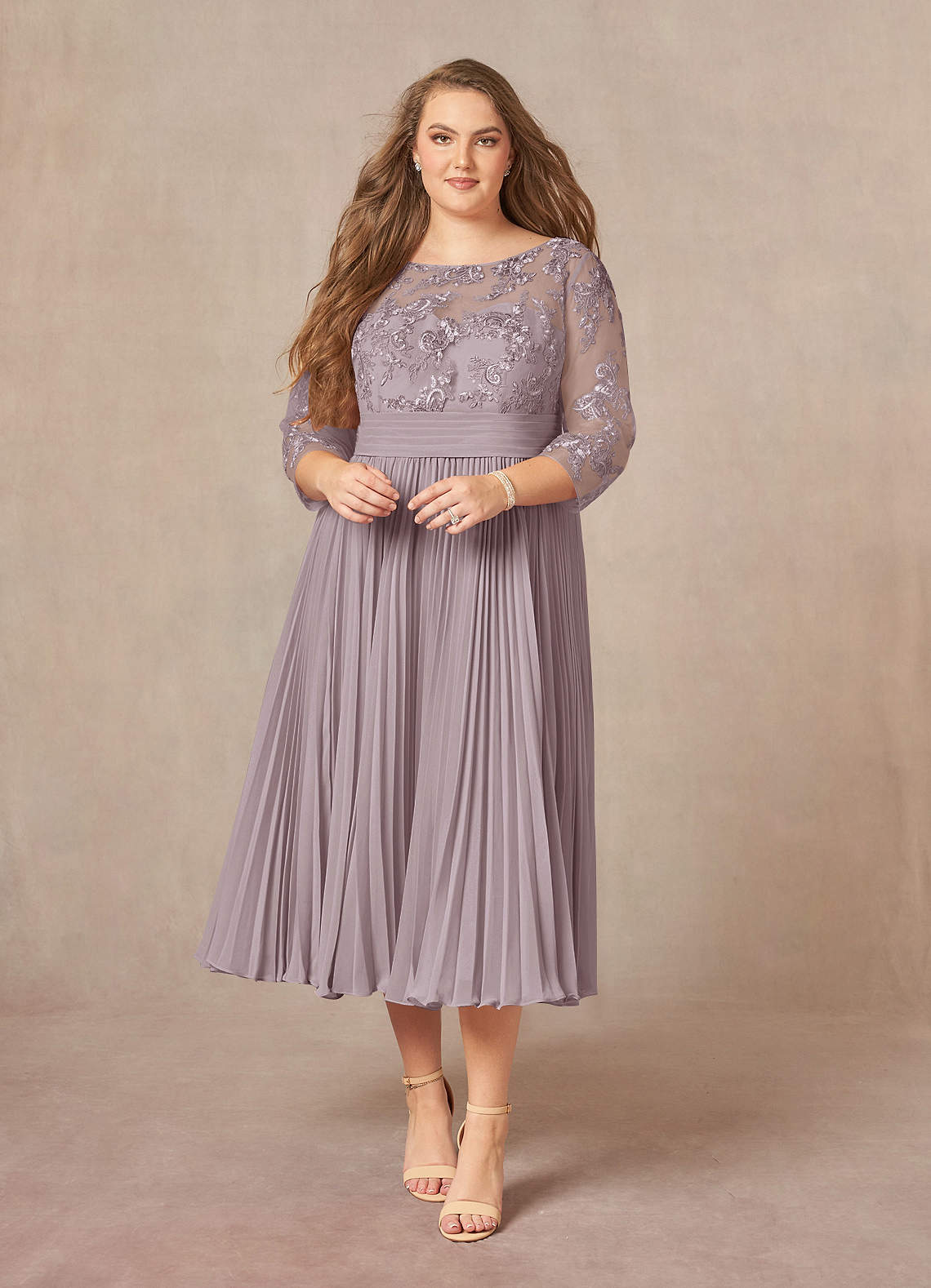 Azazie Tutu Mother of the Bride Dresses Dusk A-Line Boatneck Lace Chiffon Dress image1