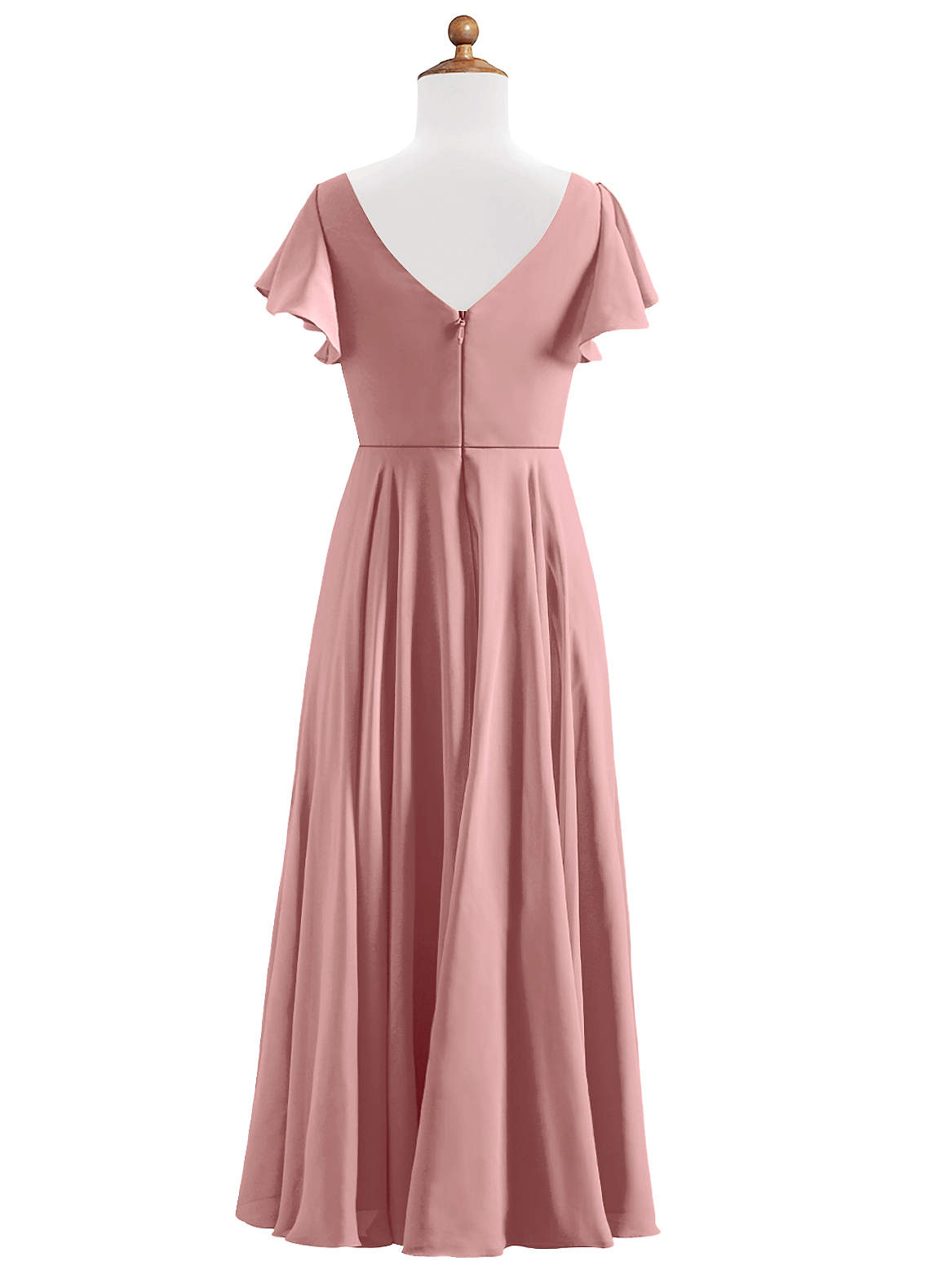 Azazie Caria Junior Vestido de Rosa Polvorienta de Gasa de Corte en A con Plisado image1