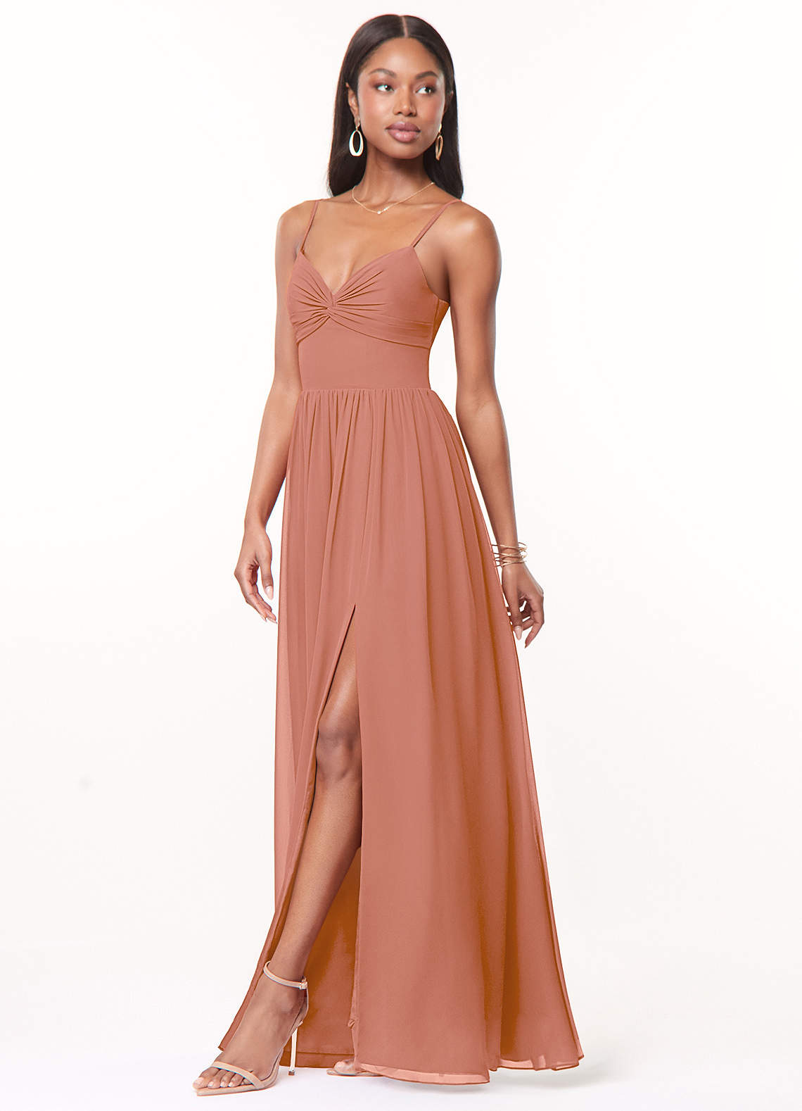 Azazie Zeya Bridesmaid Dresses MAI TAI A-Line V-Neck Pleated Chiffon Dress image3