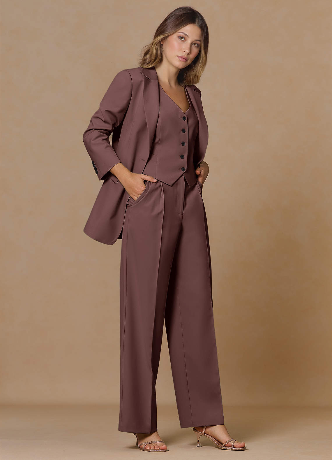 front Rowan Espresso Refined Weave Performance blazer