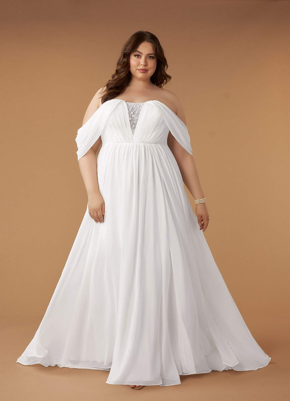 Azazie Fawn Wedding Dresses A-Line Sweetheart Sequins Chiffon Sweep Train Dress image1