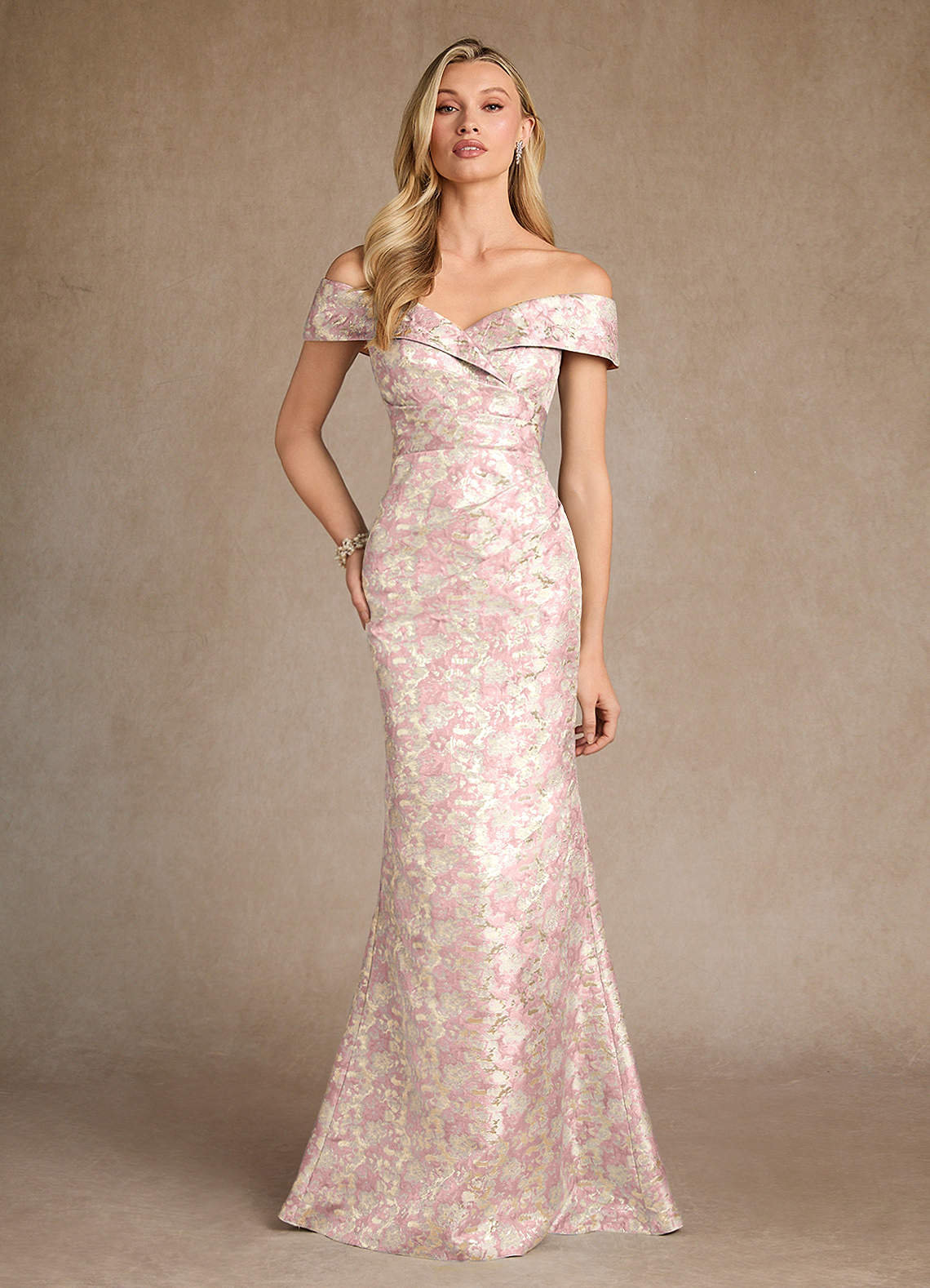 Azazie Canton vestidos de madre de la novia Vestido de Rosa Polvorienta de Jacquard de Sirena con Vestidos sin tirantes image1