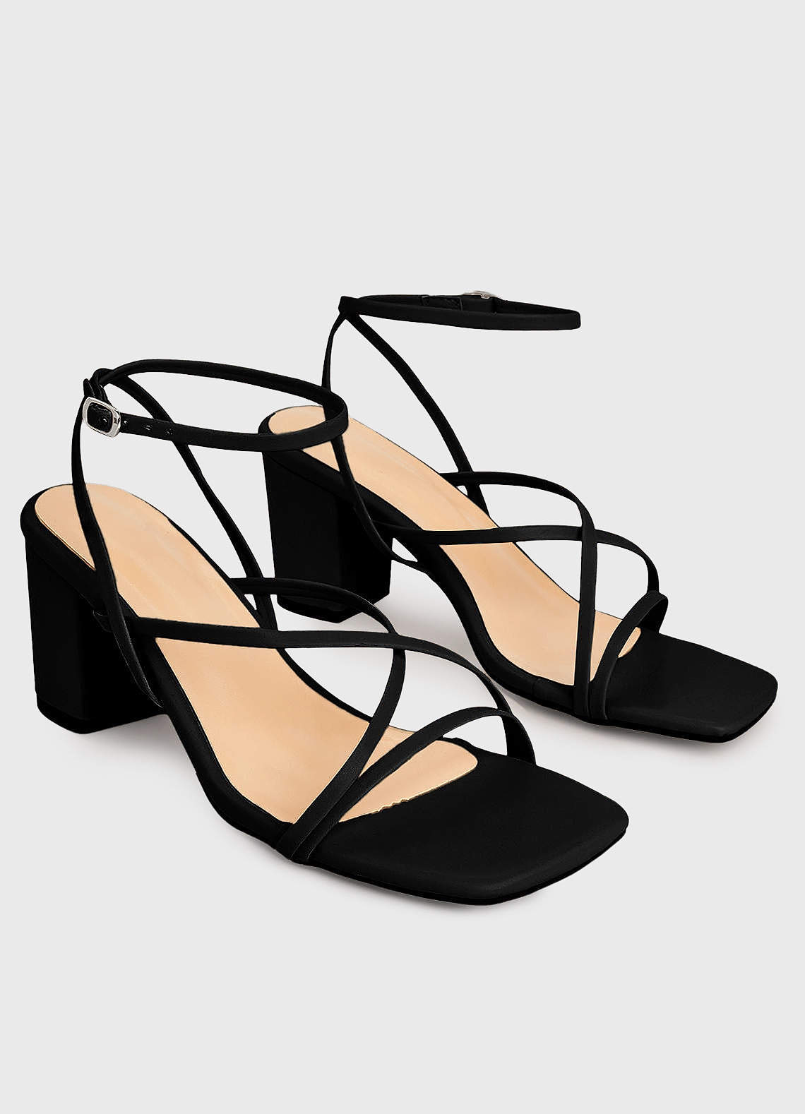 front Brief Cross Ankle Strap Heels