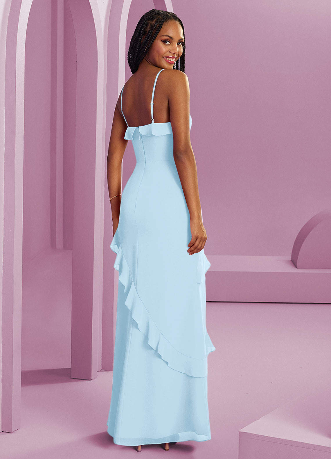 Barbie AZAZIE 1038 Ready to Ship Sky Blue Chiffon Bridesmaid Dresses | Azazie Barbie AZAZIE 1038 Ready to Ship Sky Blue Chiffon Bridesmaid Dresses | Azazie