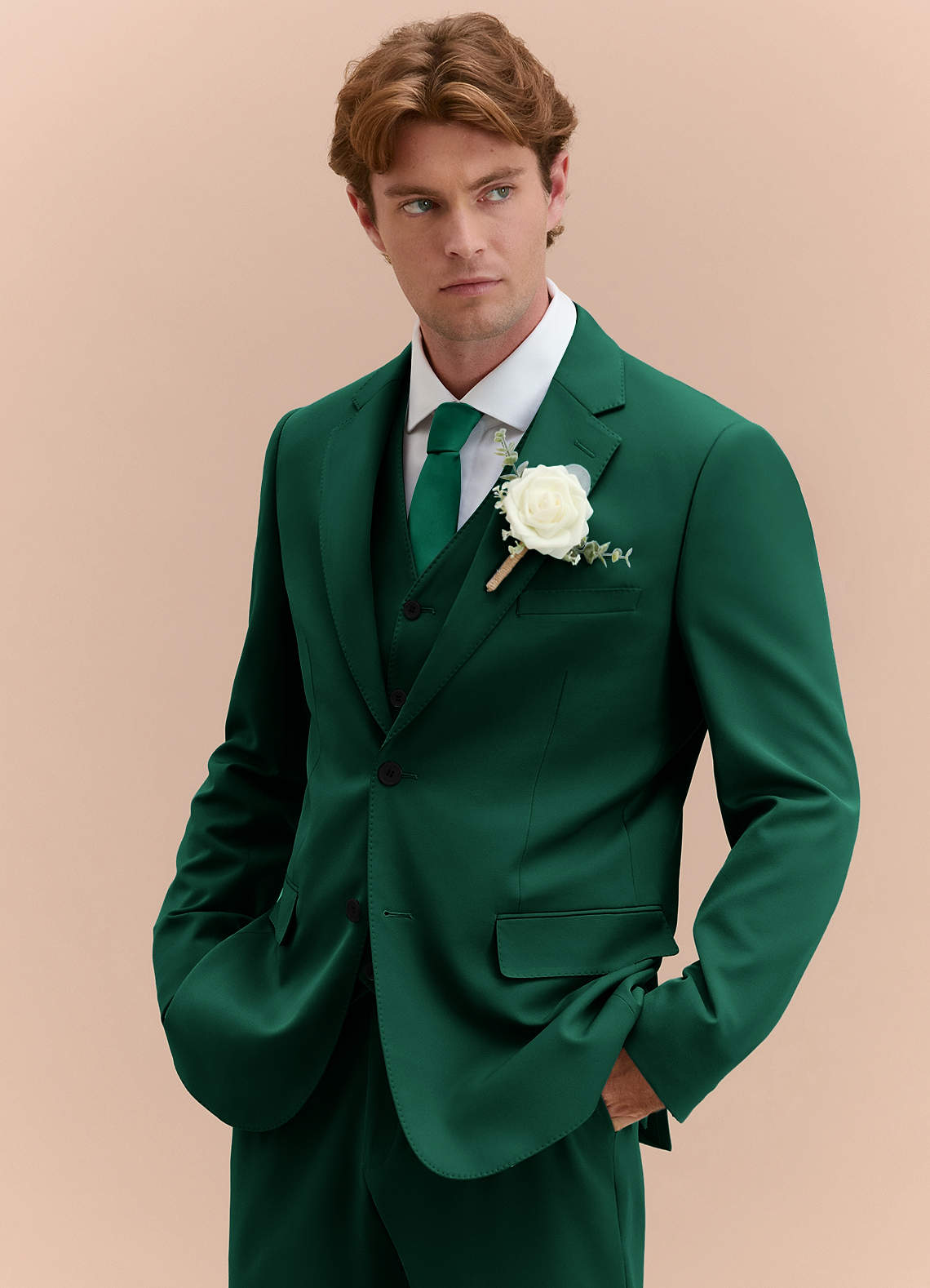front James Emerald Structured Stretch 3-piece suit