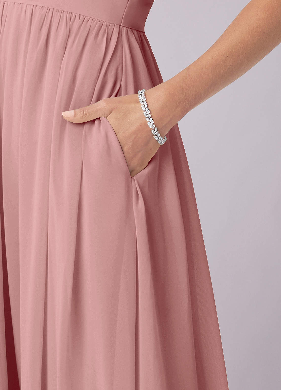 Barbie ♥ Azazie Endeligt Salg En streg Korset Chiffon Gulv-længde Kjole image7