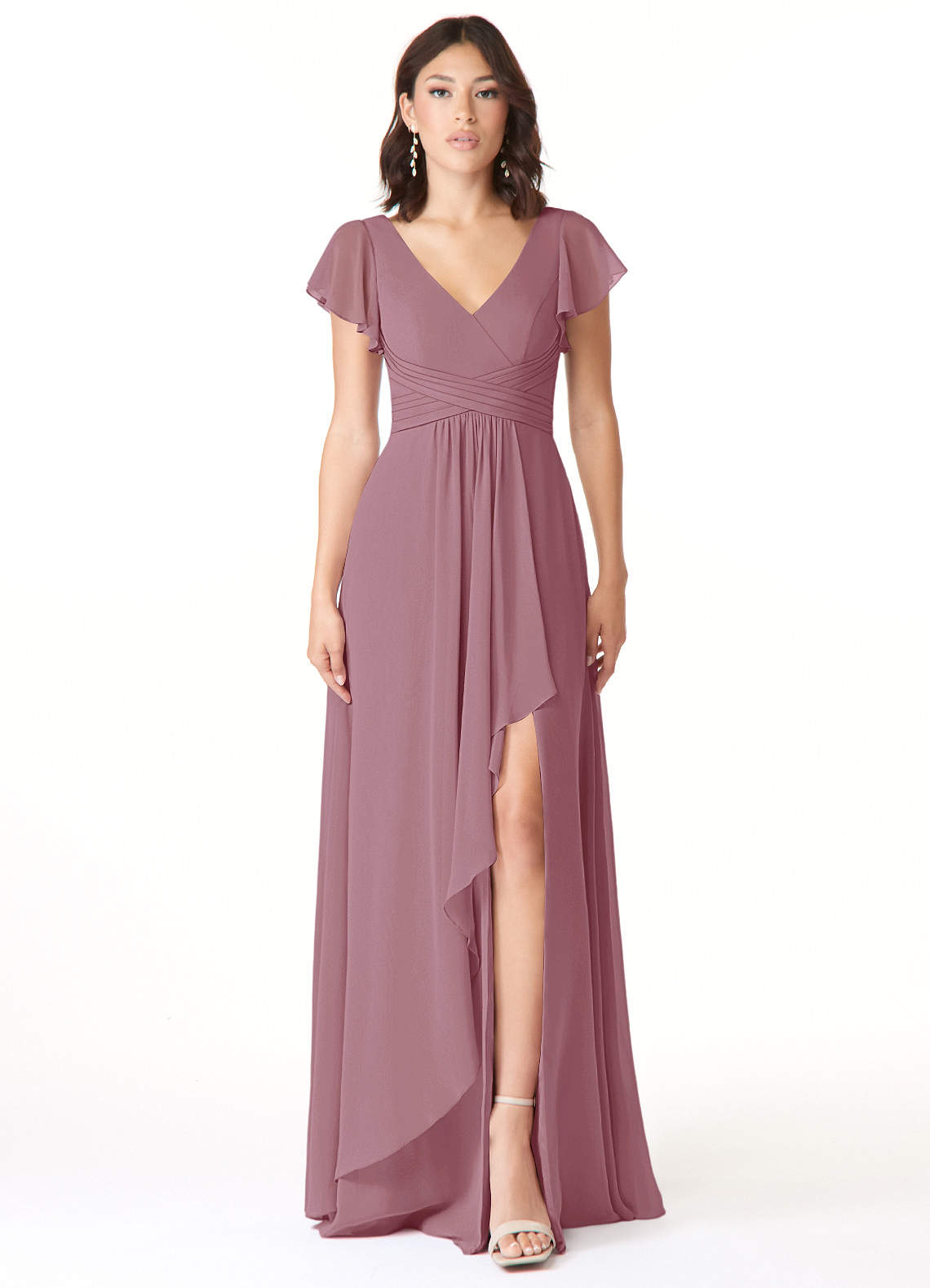 Azazie Omari Bridesmaid Dresses Vintage Mauve A-Line Chiffon Dress image1